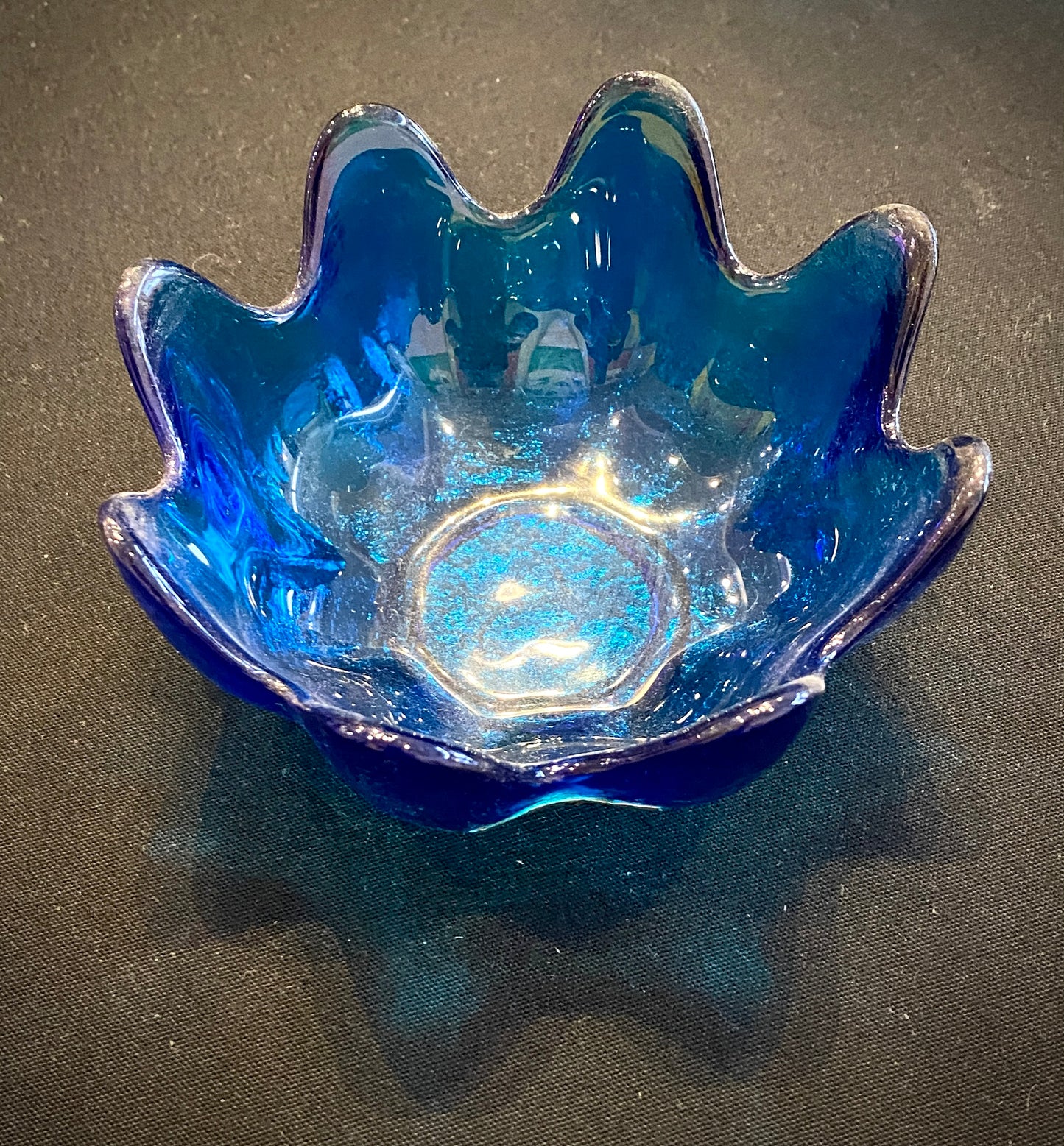 Scalloped Blue Glass Bowl Set | Blenko