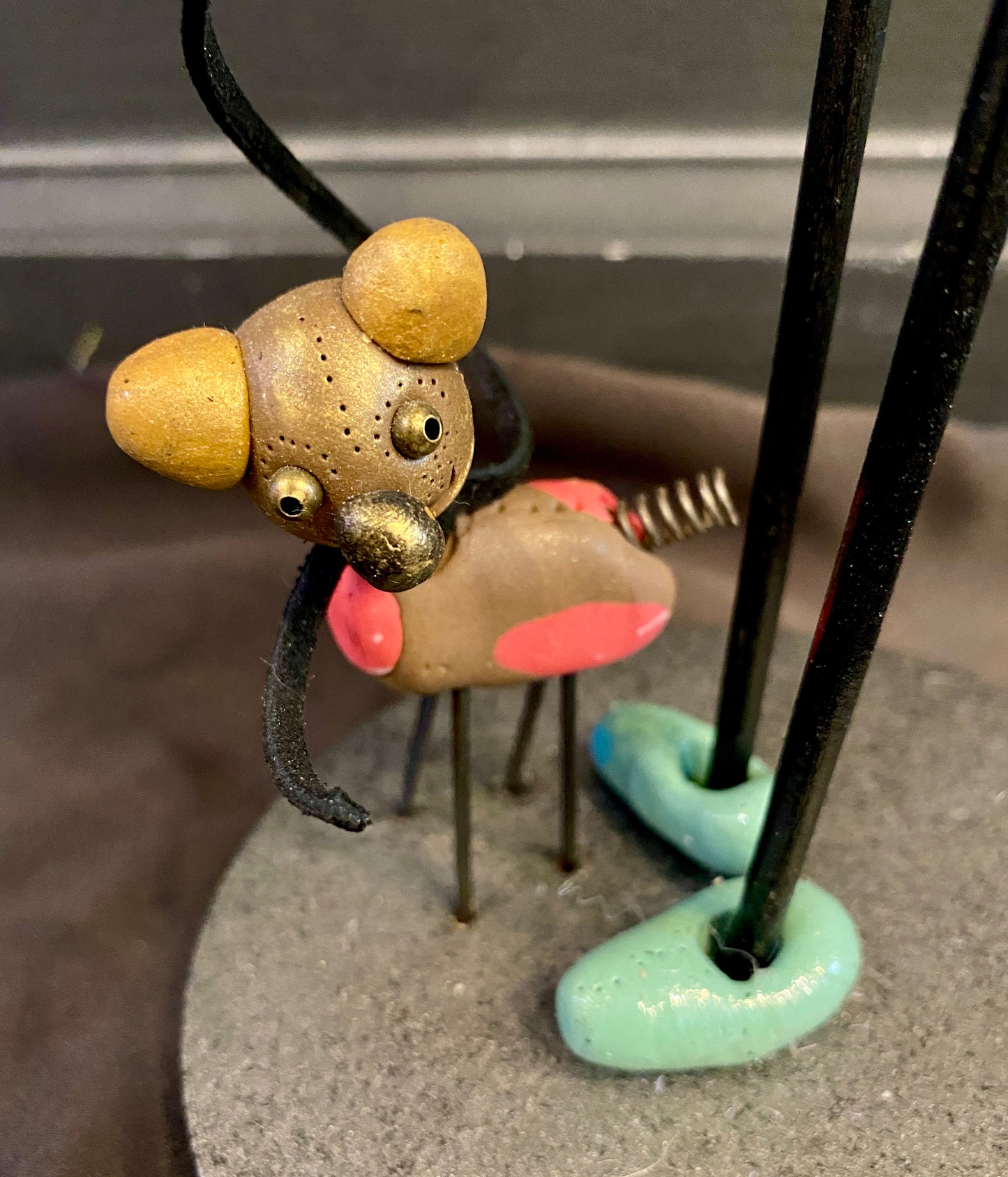 Hoola Wabbit Plays Ball with Little Woo Woo, handmade soft sculpture | Vicki Bruner