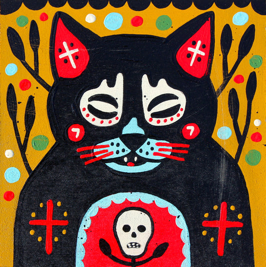 Black Cat With Skull | Mike Egan