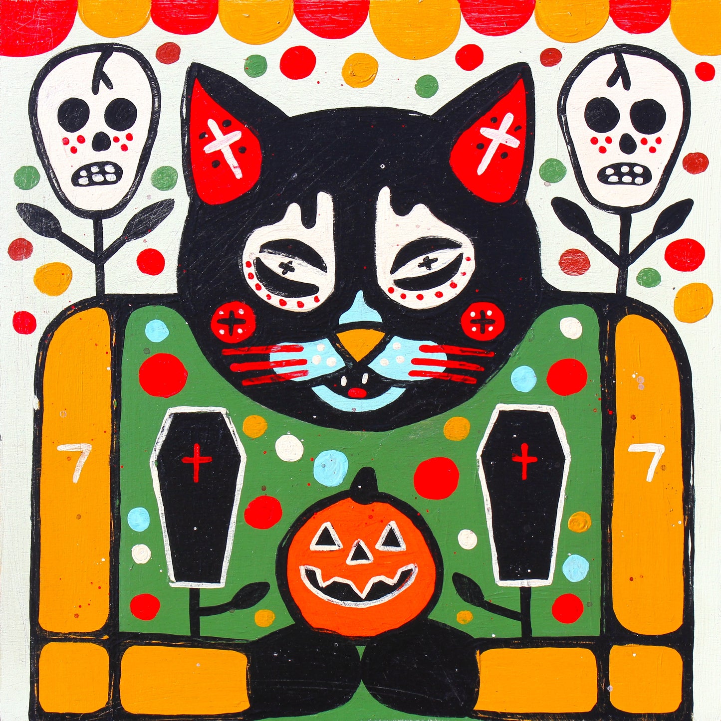 Black Cat Holding A Pumpkin Print  | Mike Egan
