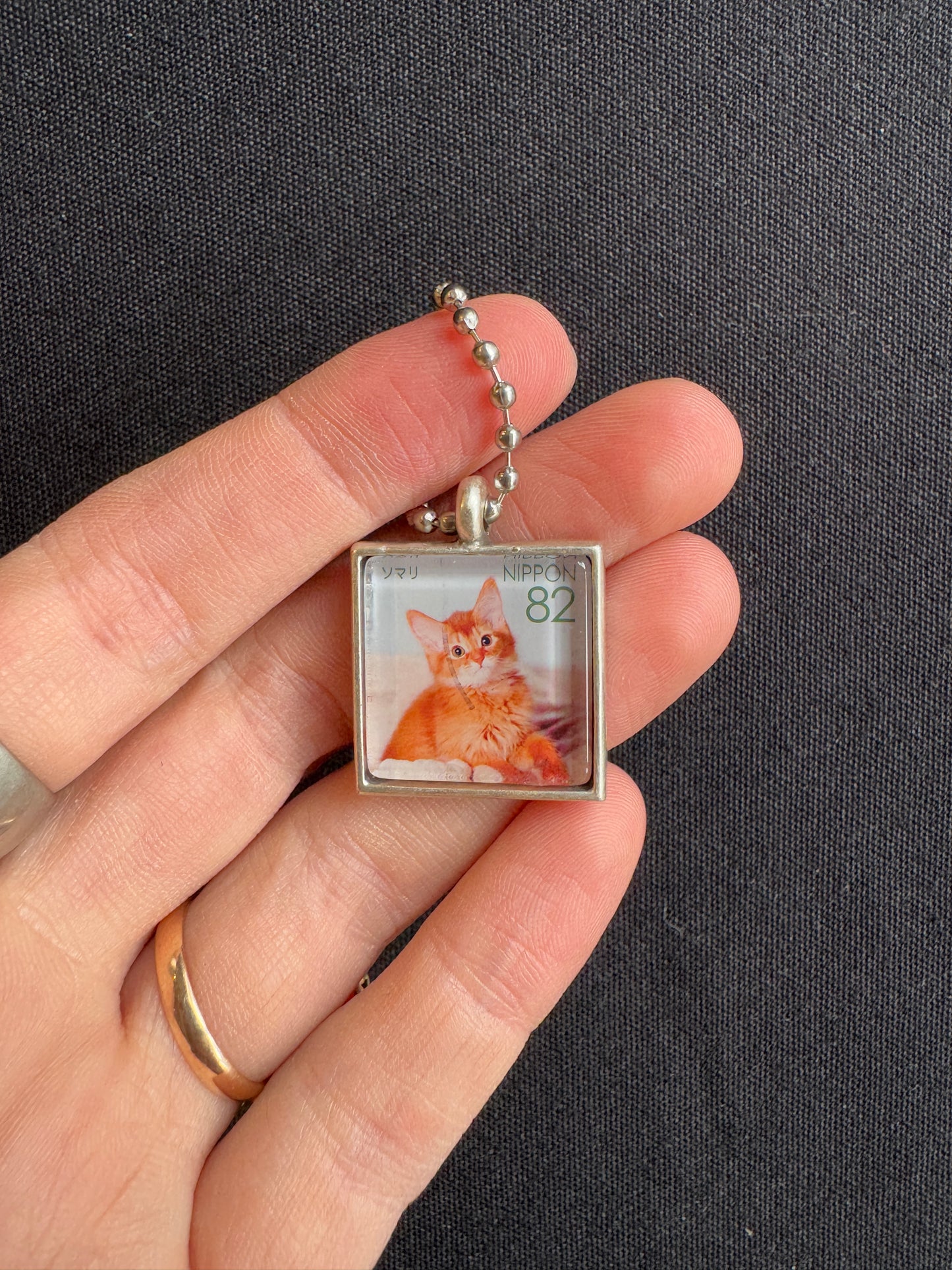 Orange Cat Stamp Keychain | Cybergother