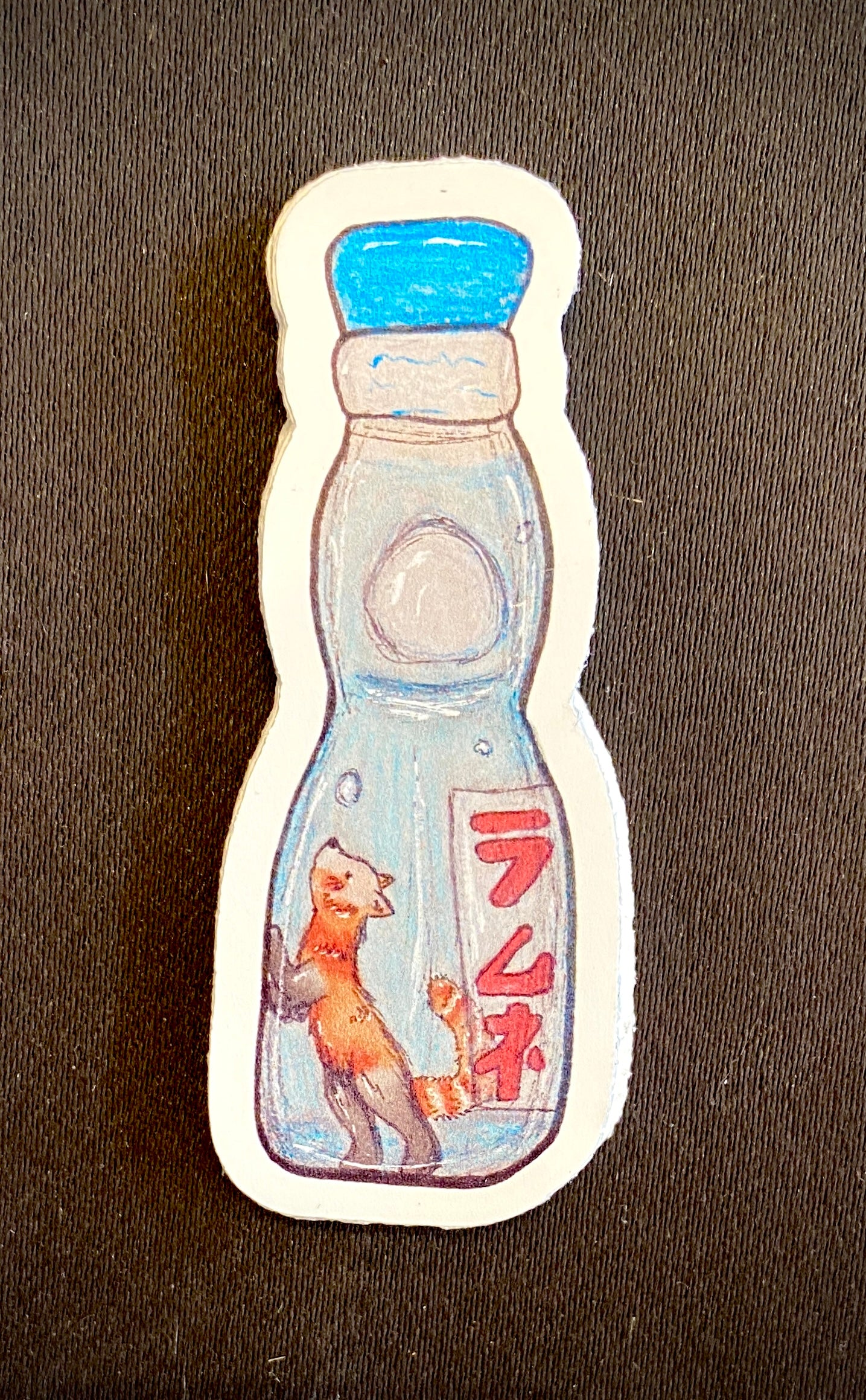 Fox in Bottle sticker, by Post Nostalgia Prints (Mei Tomko)