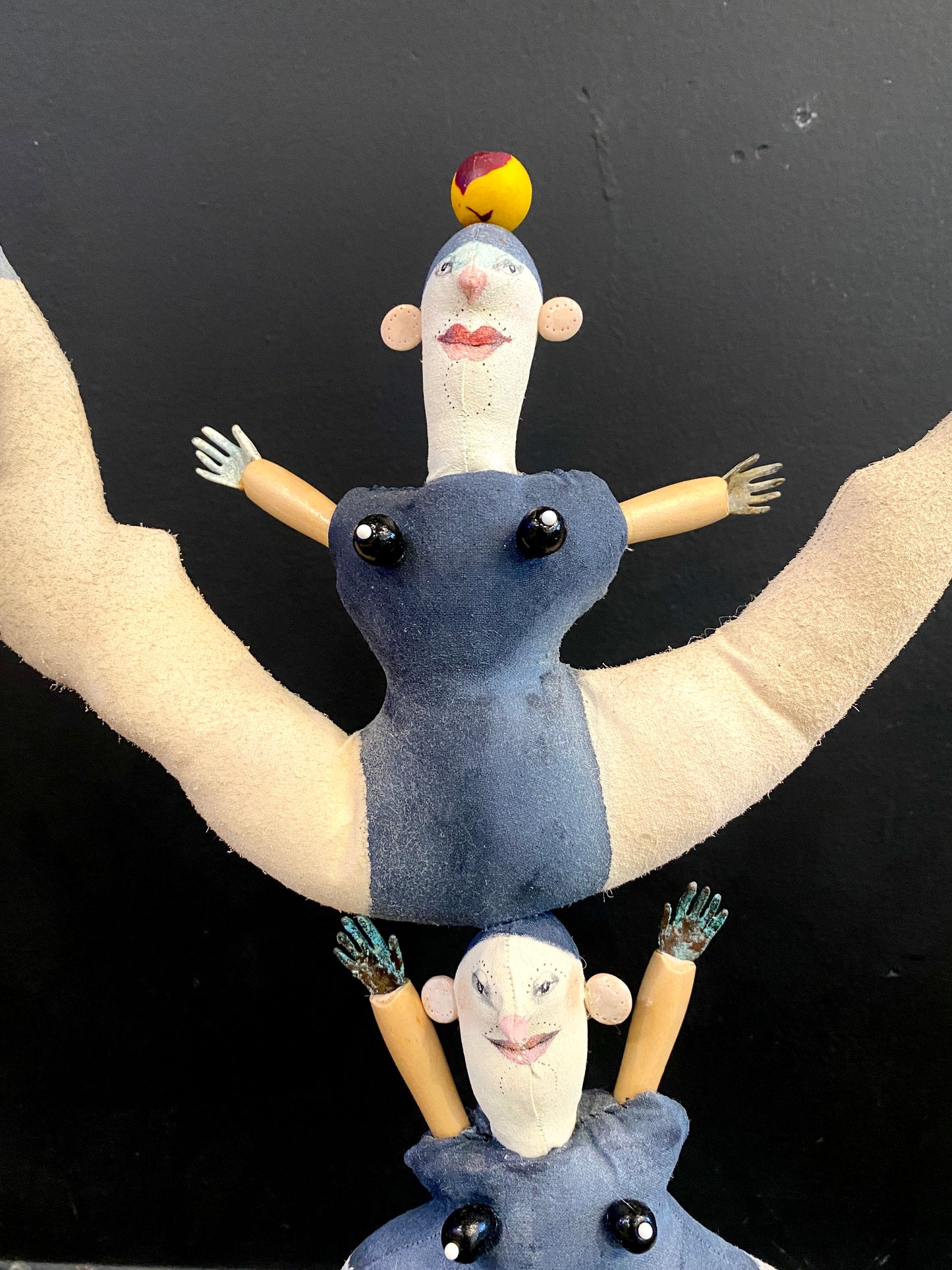 The Acrobatic Dubois Sisters, handmade soft sculpture | Vicki Bruner
