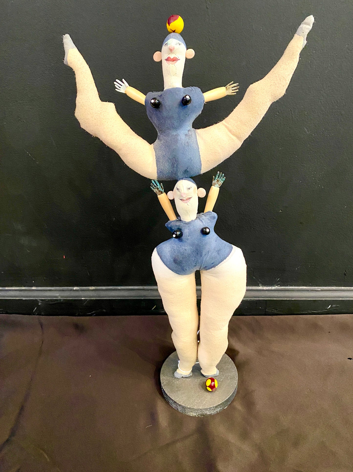 The Acrobatic Dubois Sisters, handmade soft sculpture | Vicki Bruner